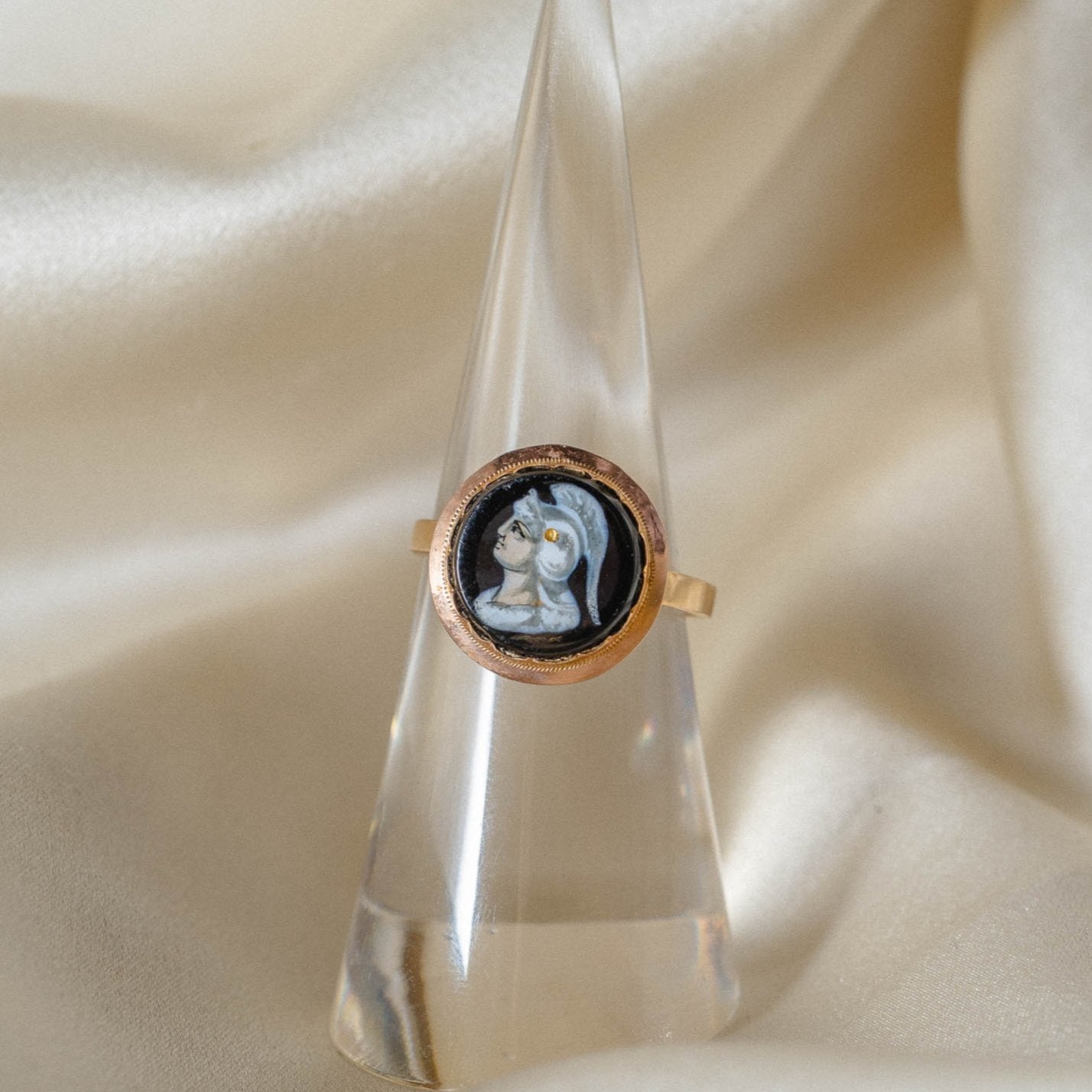 Fantastic 18 Karat Gold Enamel Soldier Ring