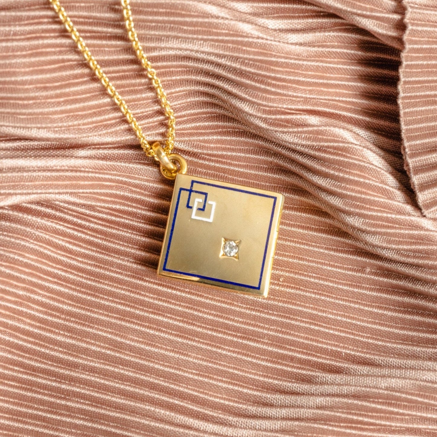 Austro-Hungarian Art Deco 14K Enamel Locket