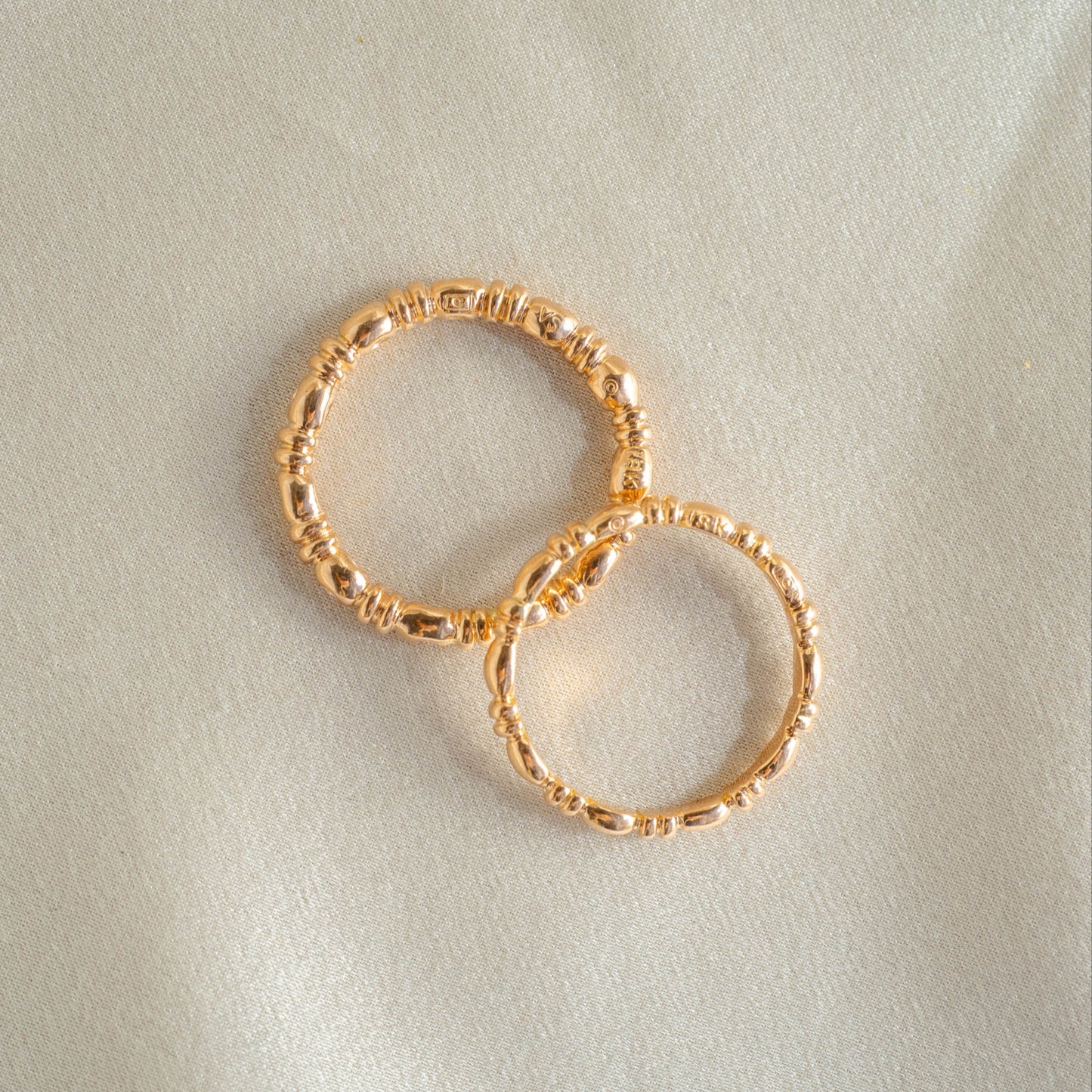 18k Rose Gold Bamboo Stacking Band With Diamonds