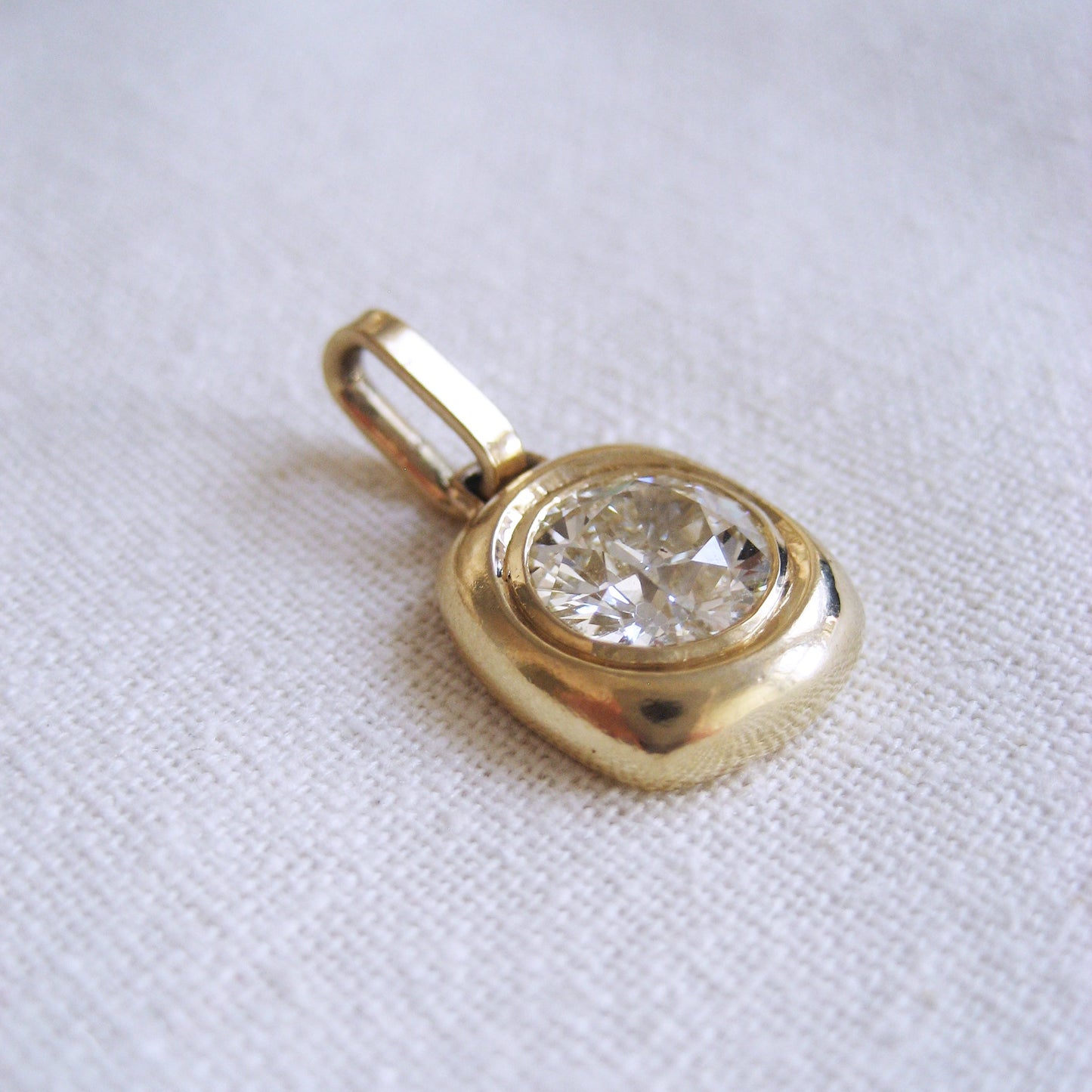 Stunning Custom 14K Yellow Gold Diamond Solitaire Pendant
