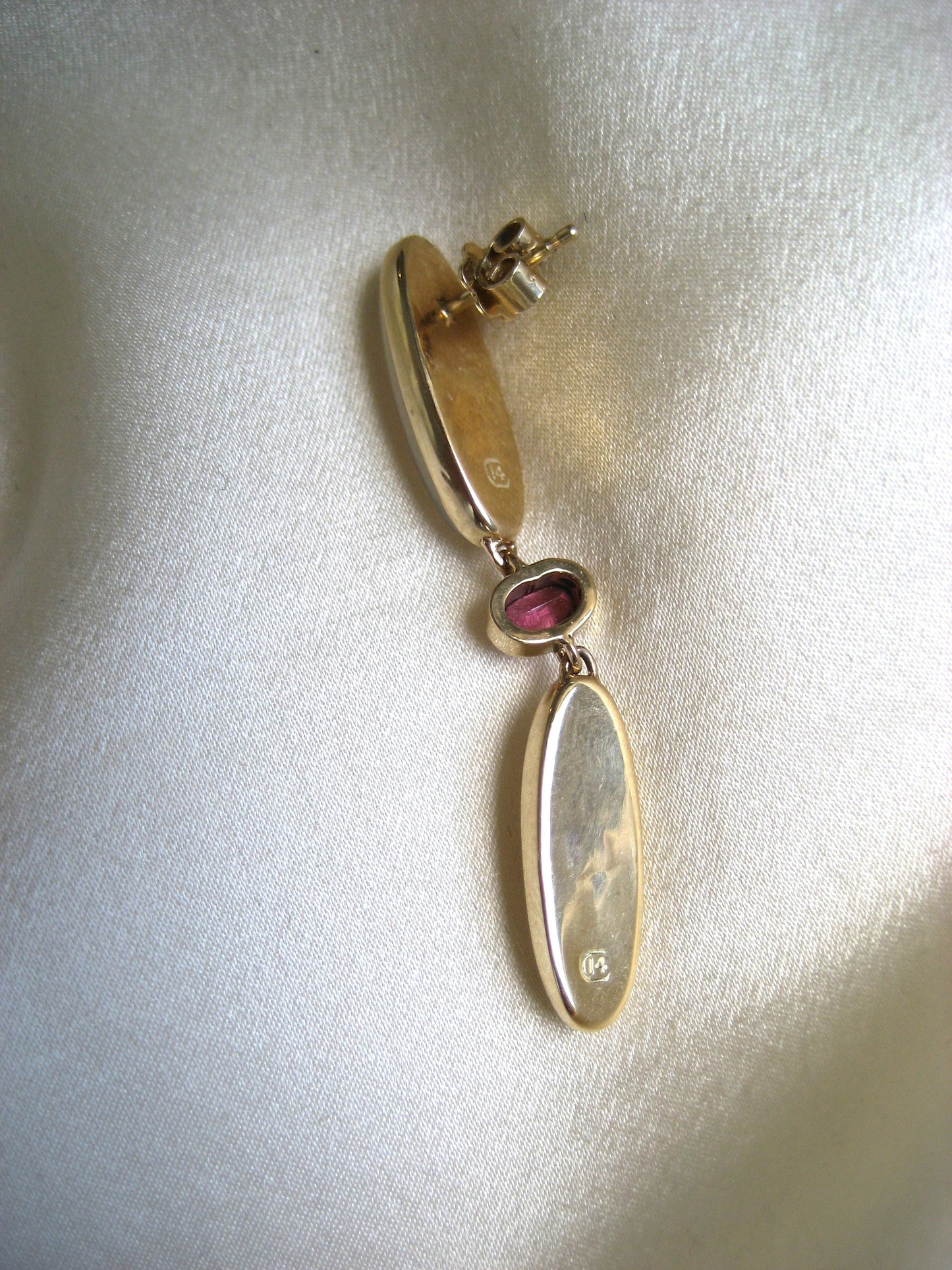 One-of-a-Kind 14K Moonstone & Pink Tourmaline Drop Earrings