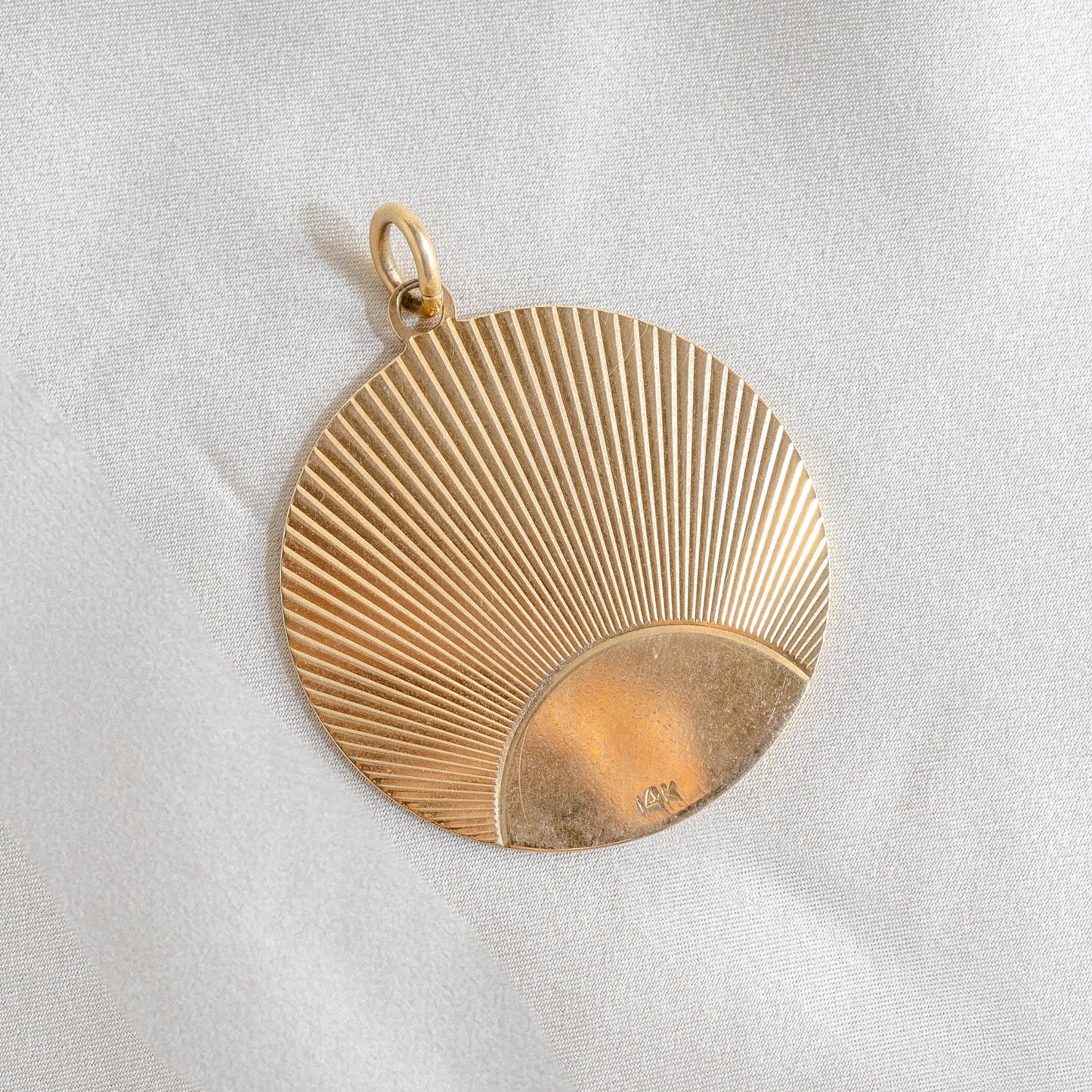 14k Round Sunburst Medallion Pendant