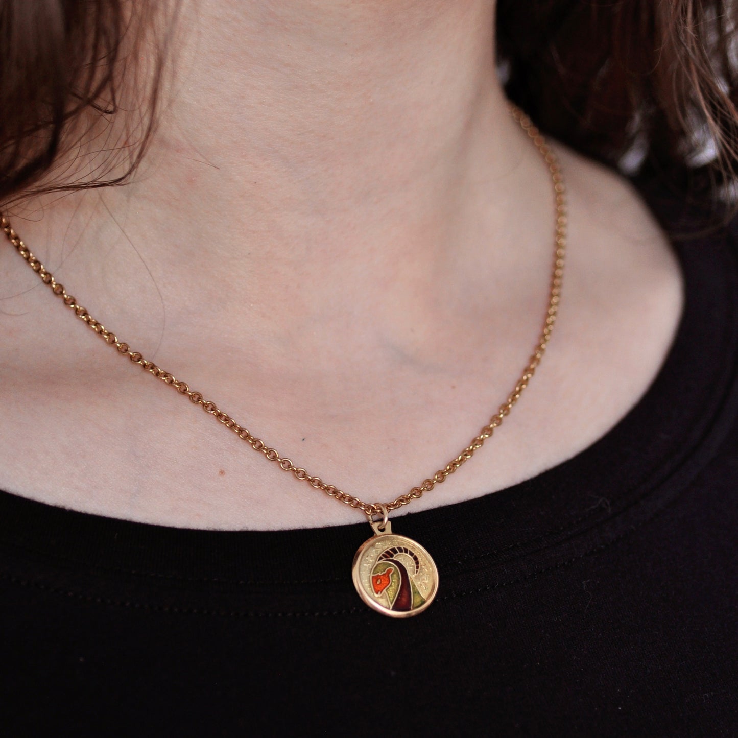 1970s Italian 14k Gold & Enamel Aries Zodiac Charm