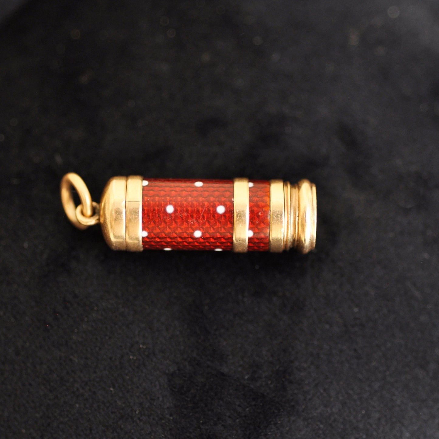 Exquisite Antique Dance Card Pencil | Cranberry Red Guilloché Enamel | 9KT Gold