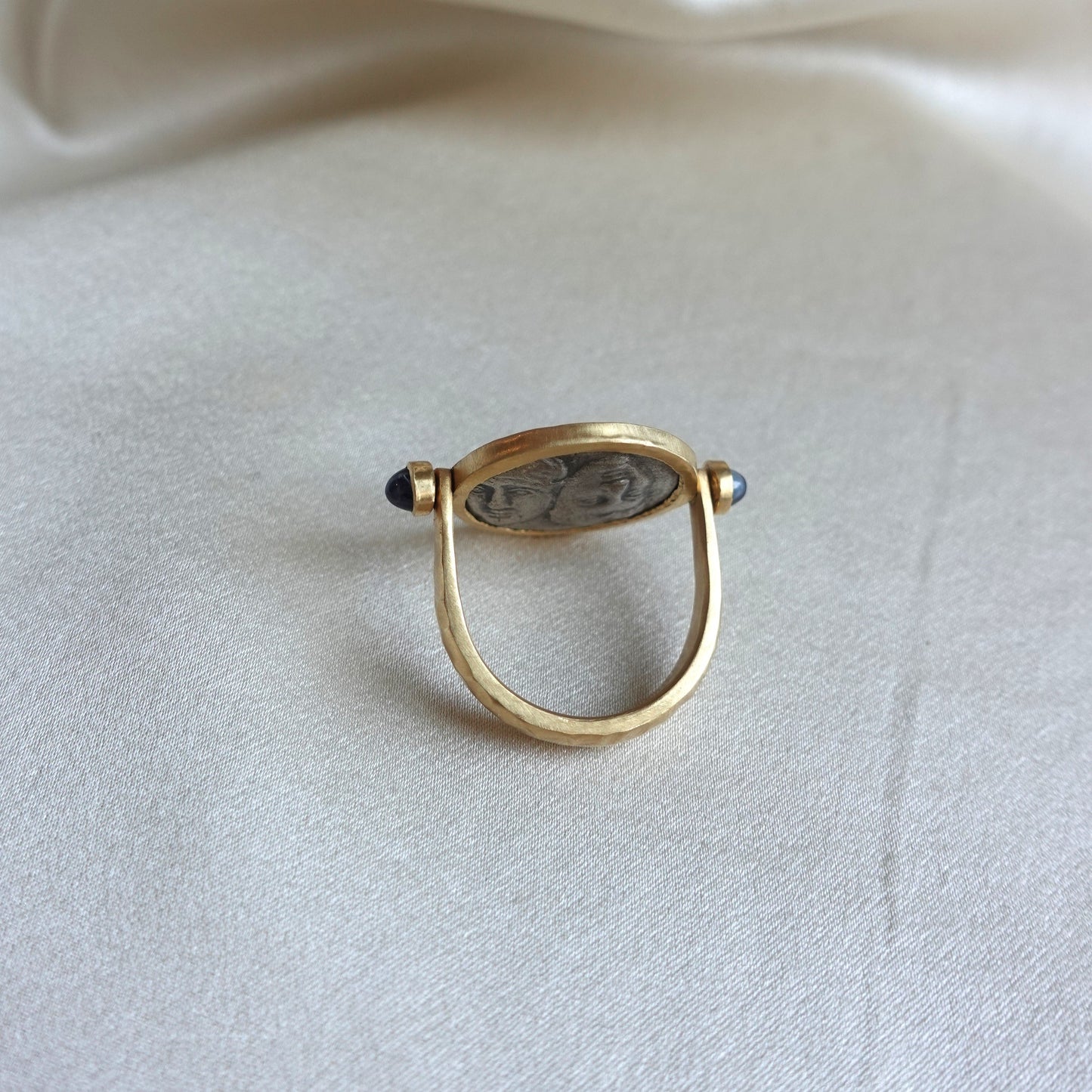 Ancient Greek Istros Silver Coin in 18K Gold Reversible Ring
