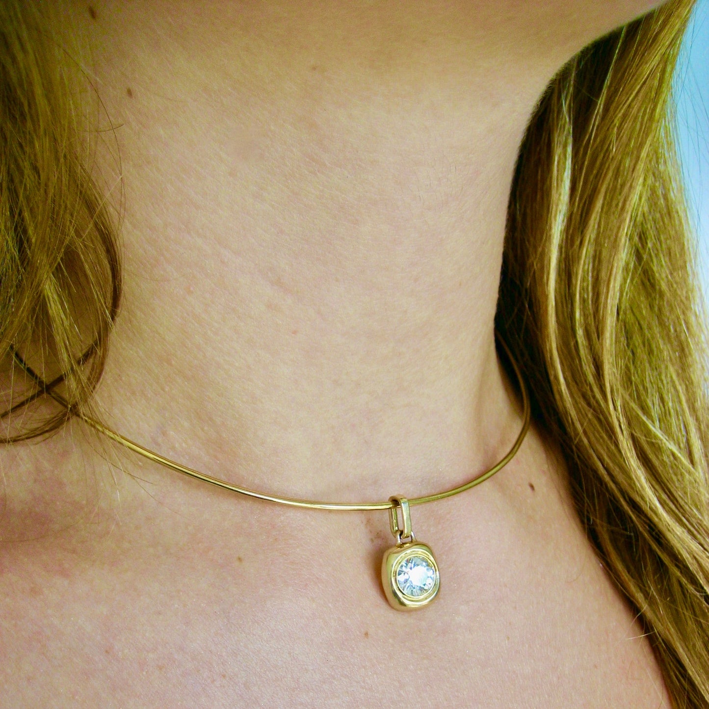 Stunning Custom 14K Yellow Gold Diamond Solitaire Pendant