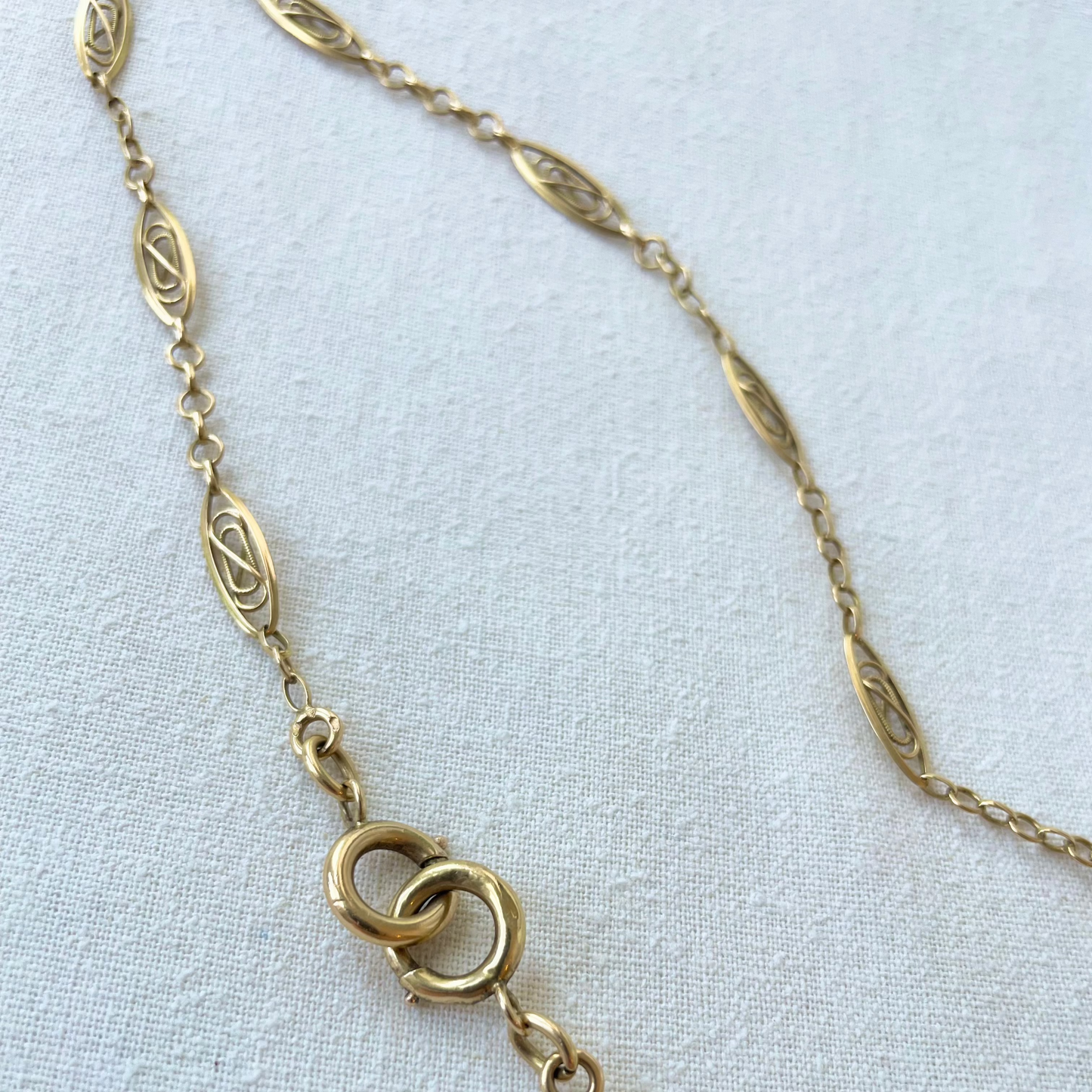 Antique French 18K Gold Filigree Watch Chain