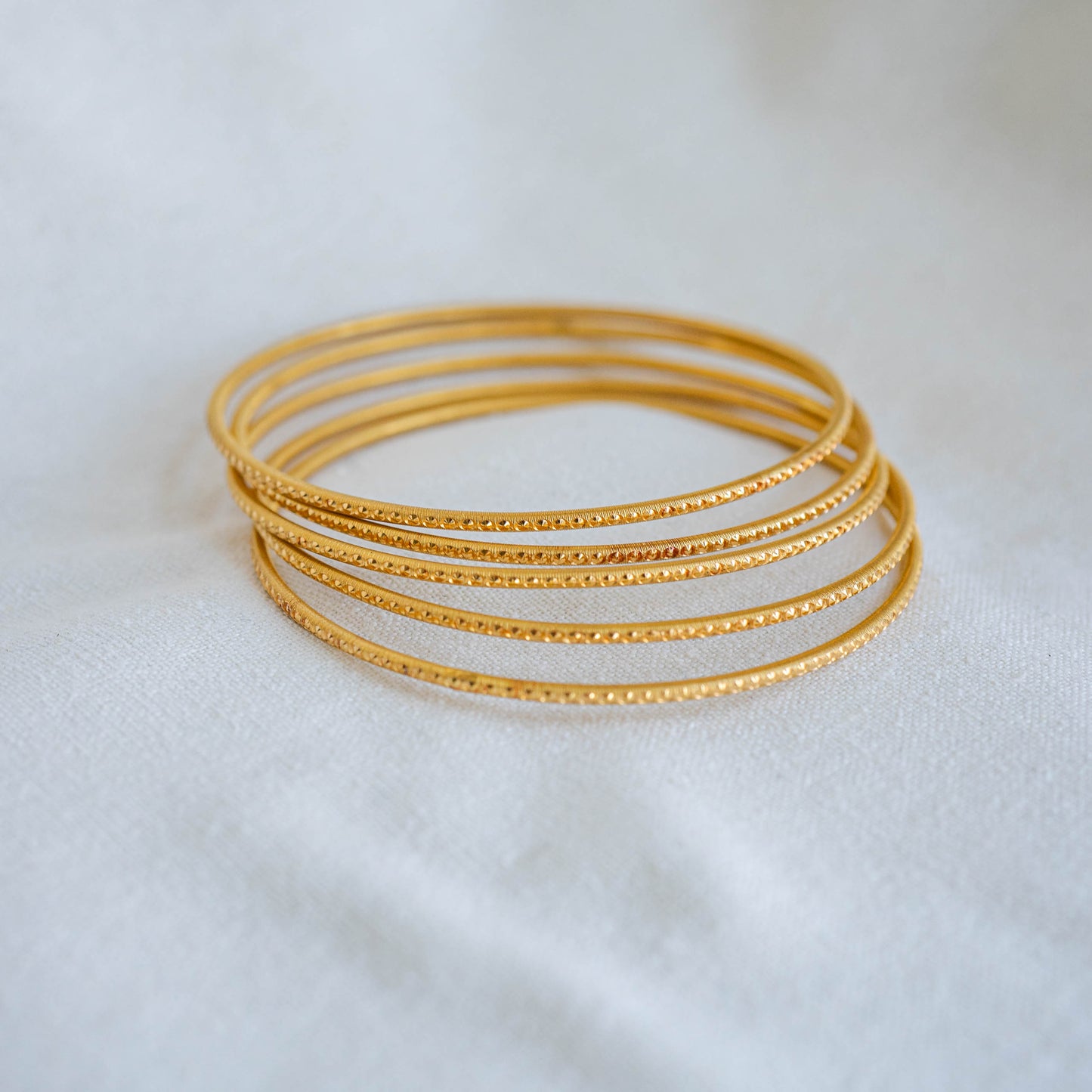 Boho Bangles in 22k Gold Polished + Matte Finish