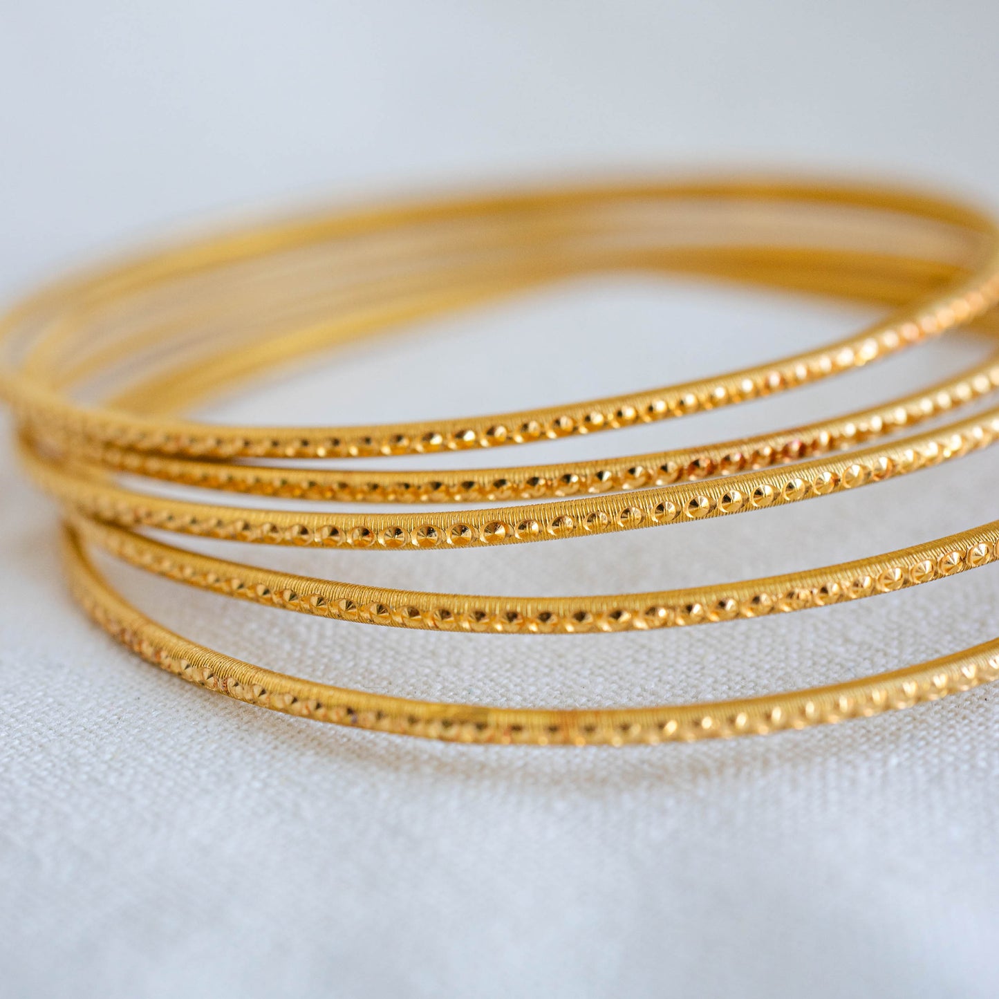 Boho Bangles in 22k Gold Polished + Matte Finish