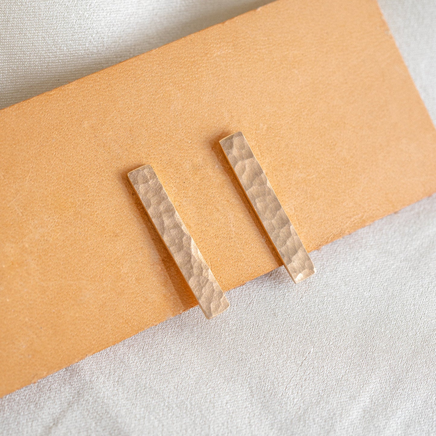 9k Repurposed Hammered Bar Earrings