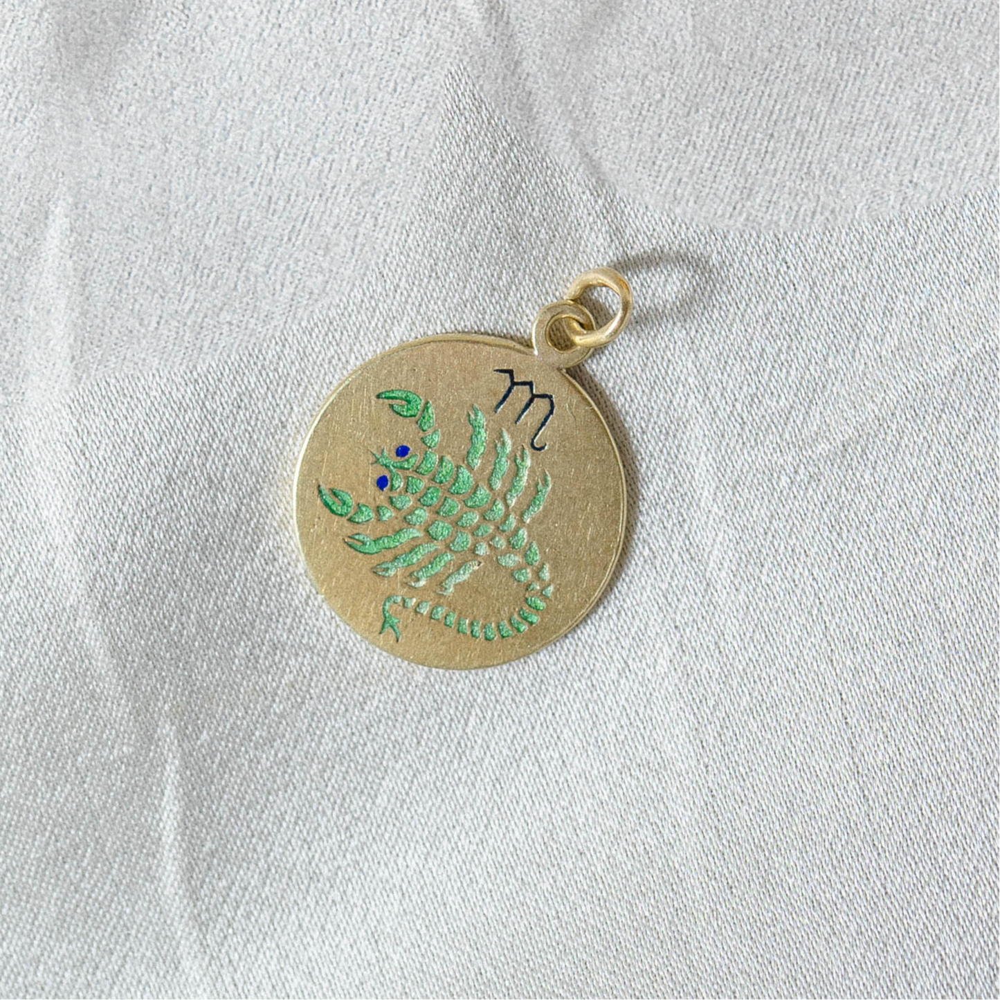 Petite 14k Yellow Gold Scorpio Medallion with Enamel