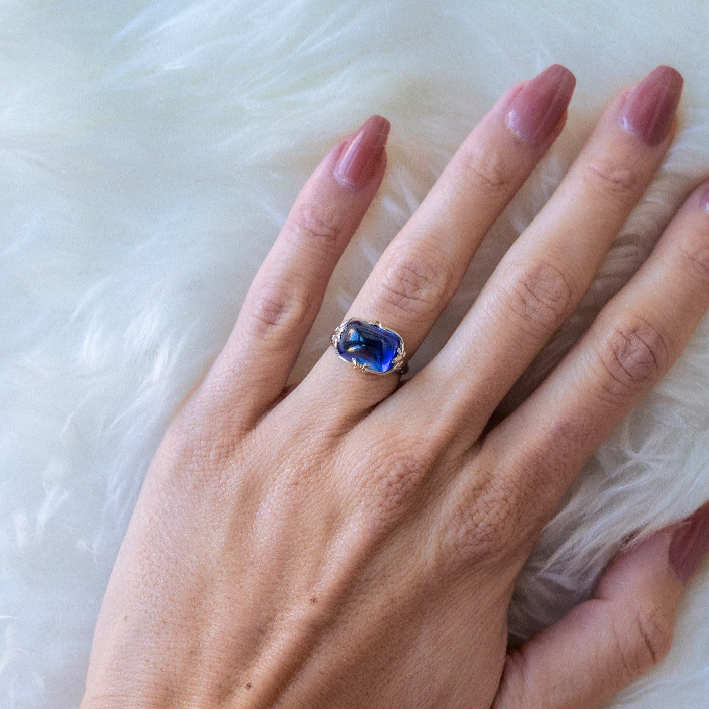 Stunning Antique 18k Handmade Filigree Sapphire Ring