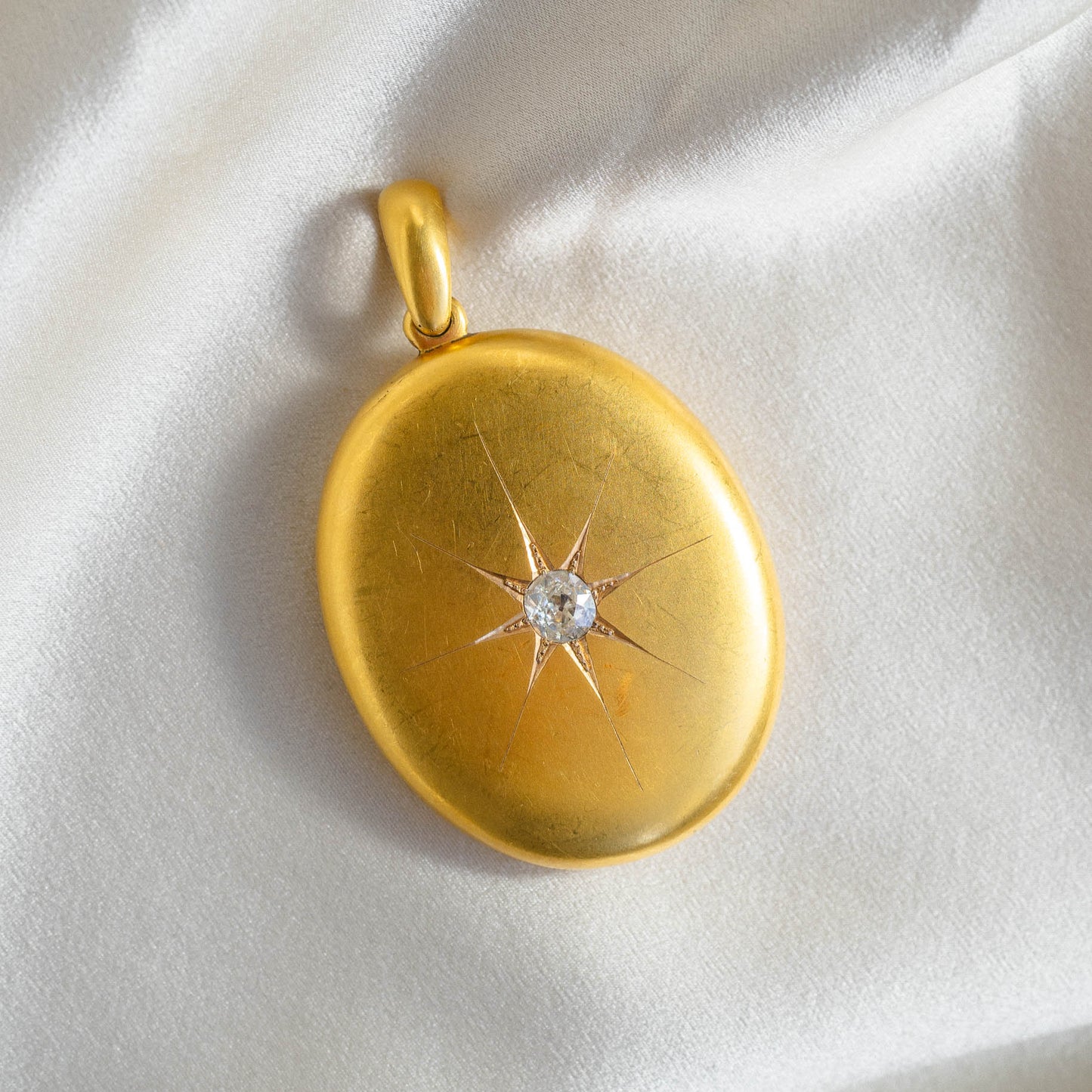 Antique Celestial 18k Gold Diamond Locket