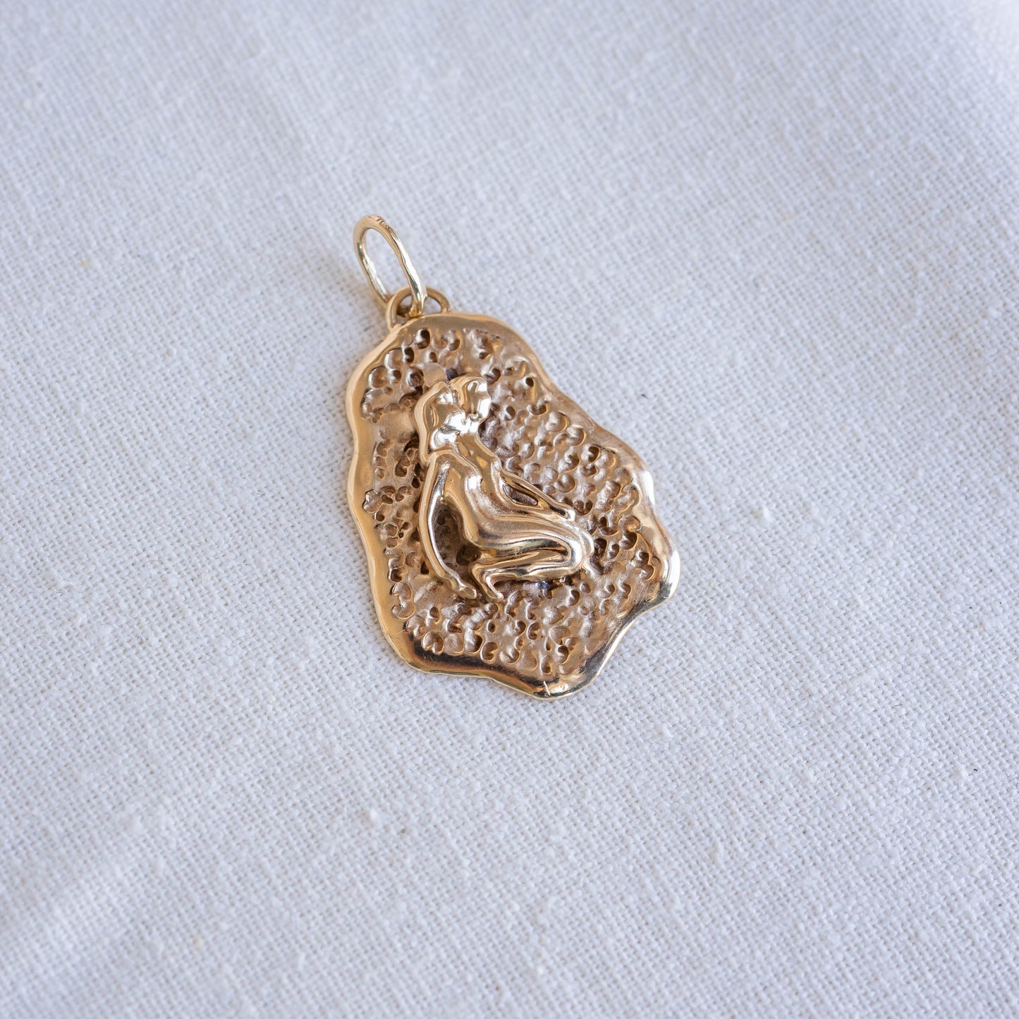 Mid Century 14k Gemini Zodiac Pendant Medallion with Twins