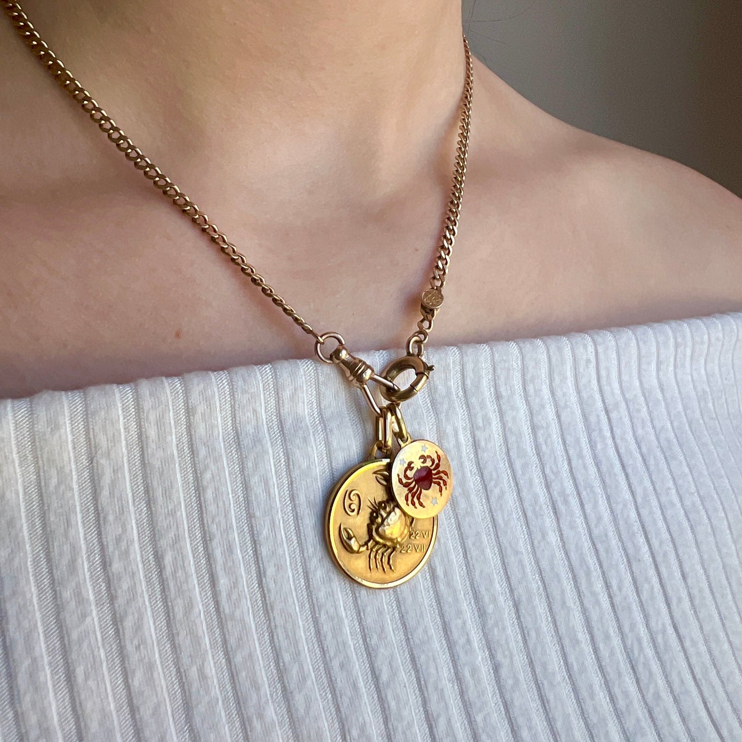 French 18k Gold Cancer Zodiac Pendant by Charles Perroud