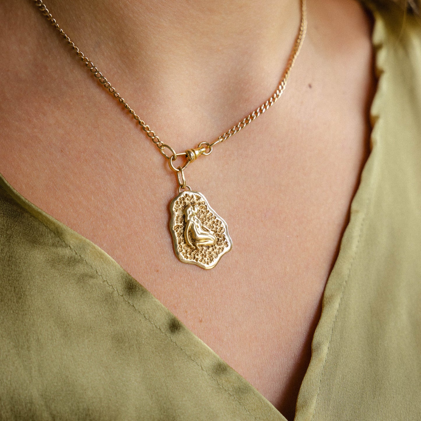 Mid Century 14k Gemini Zodiac Pendant Medallion with Twins