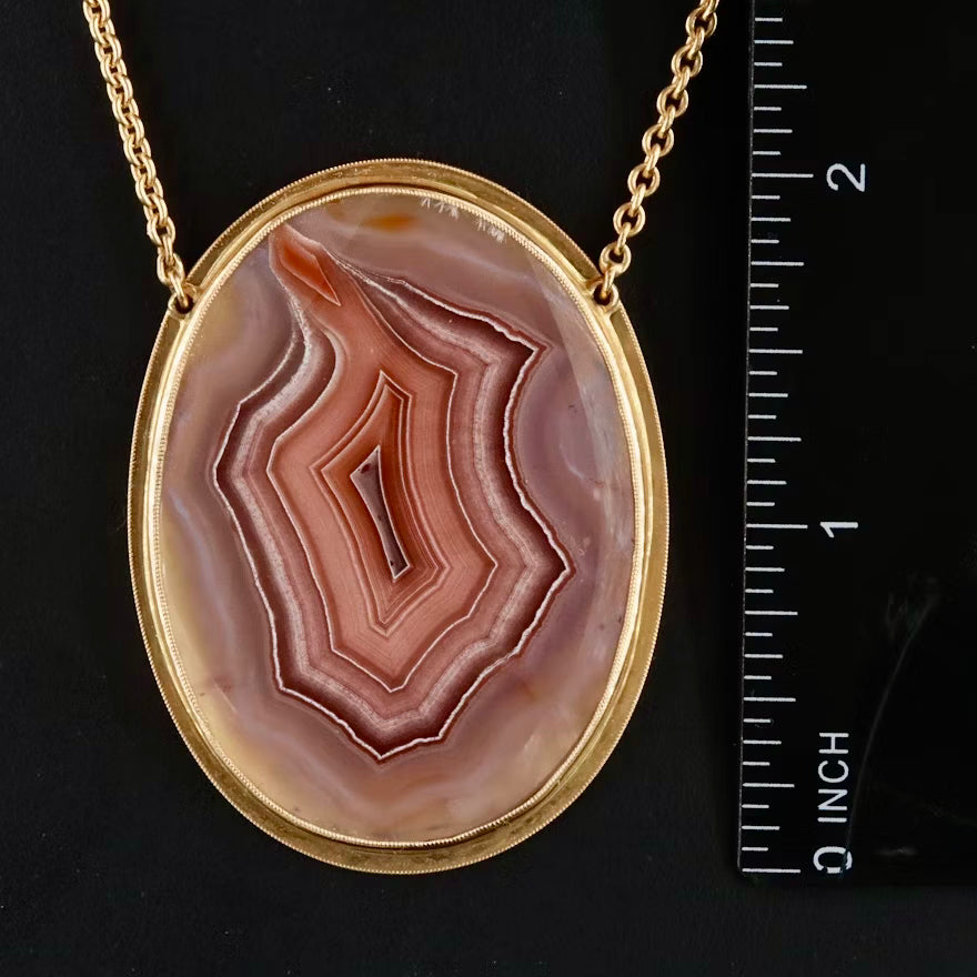 Striking Italian 18k Gold and Agate Necklace