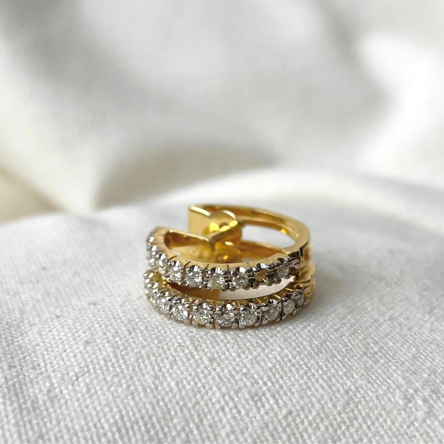 14K Diamond Huggies