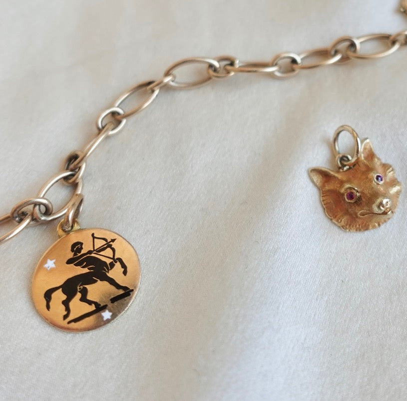 Petite Vintage 18K Sagittarius Enamel Pendant