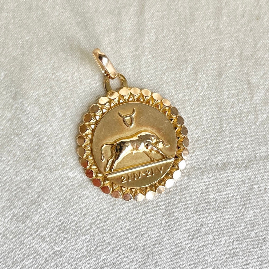 French 18k Taurus Zodiac Medallion by Charles Perroud