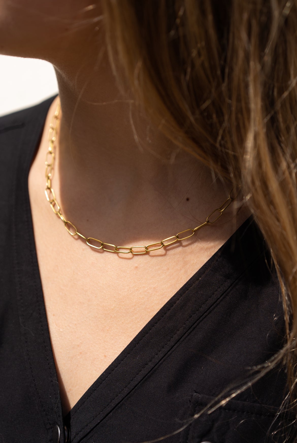 Large Oval Cable in 18 karat yellow gold, 18 inches