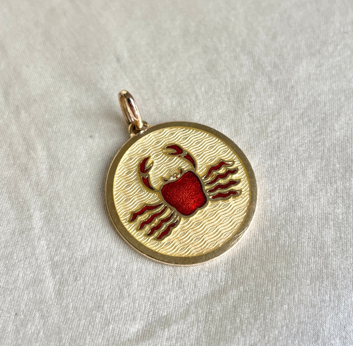 Italian 18K enamel Cancer Pendant