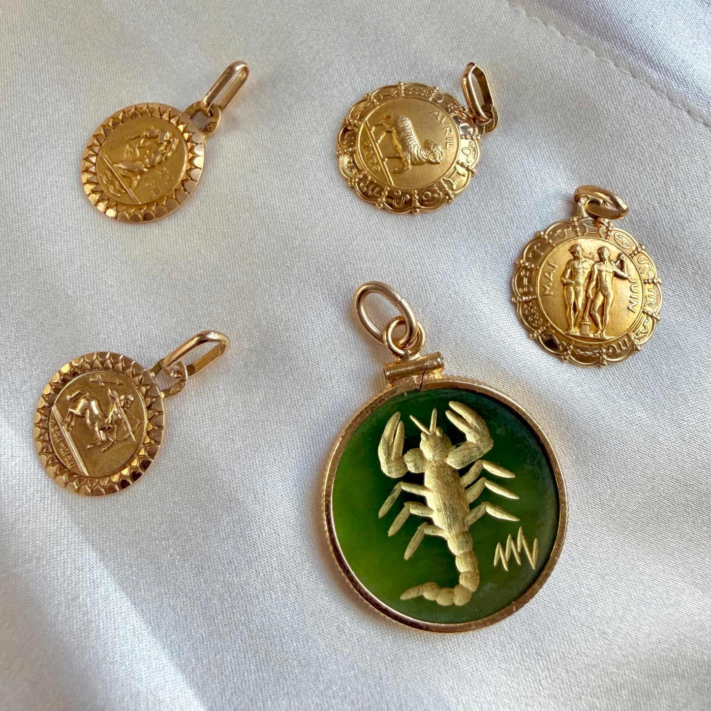 French Petite 18K Sagittarius Zodiac Medallion