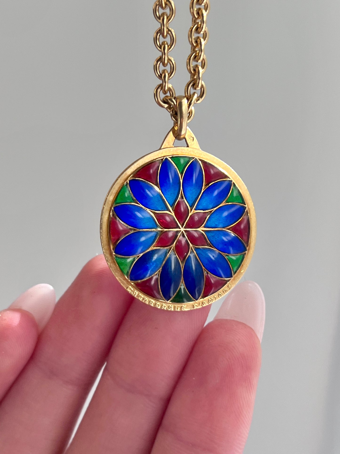 French Plique à Jour Enamel Pendant