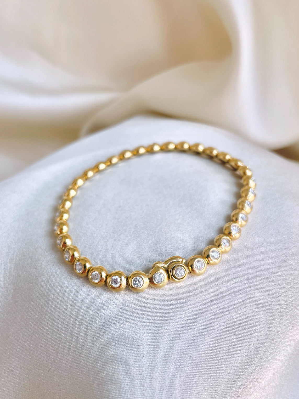 Vintage Tiffany 18K Yellow Gold Bubble Diamond Tennis Bracelet