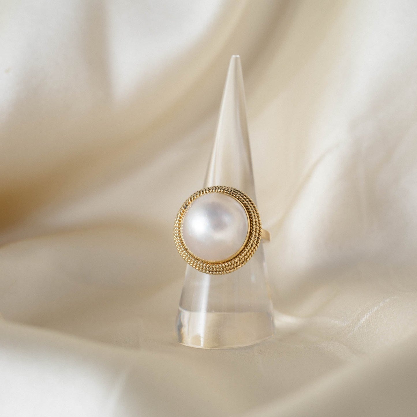 Handcrafted 14k Mabe Pearl Ring