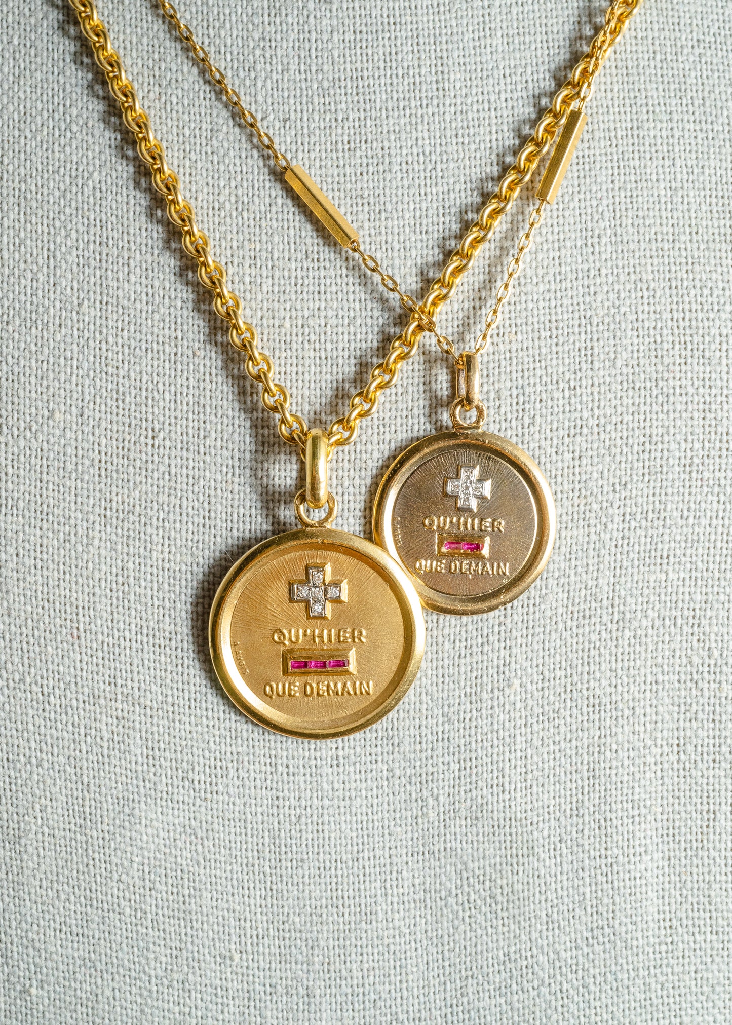 18k Vintage French Love Medal Plus Qu’Hier Moins Que Demain by A. Augis