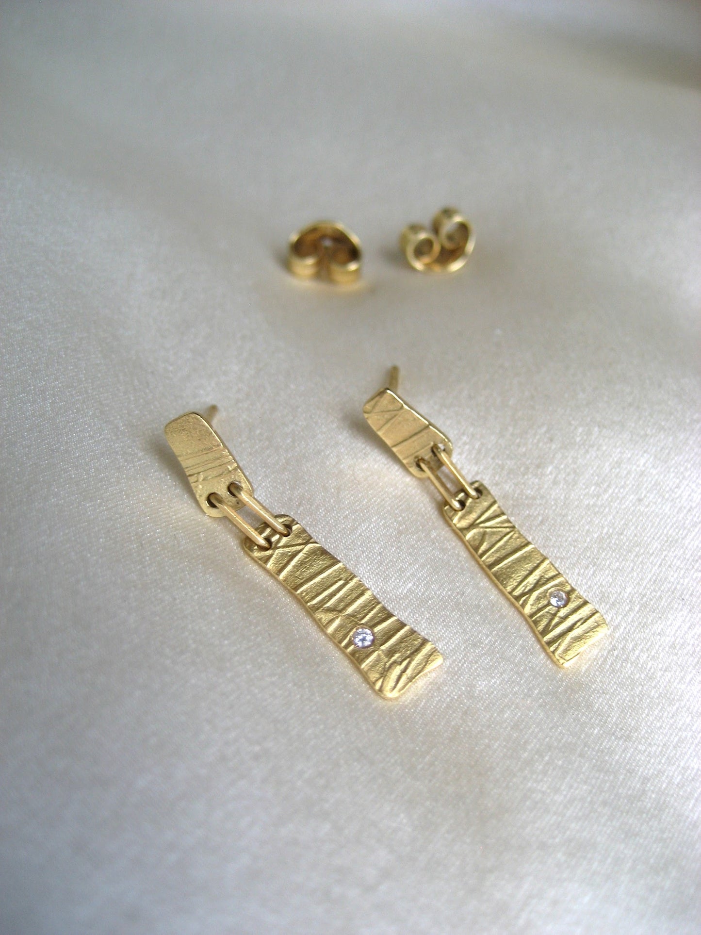 H. Stern Vintage 18k Matte Finish Earrings with Diamond Detail