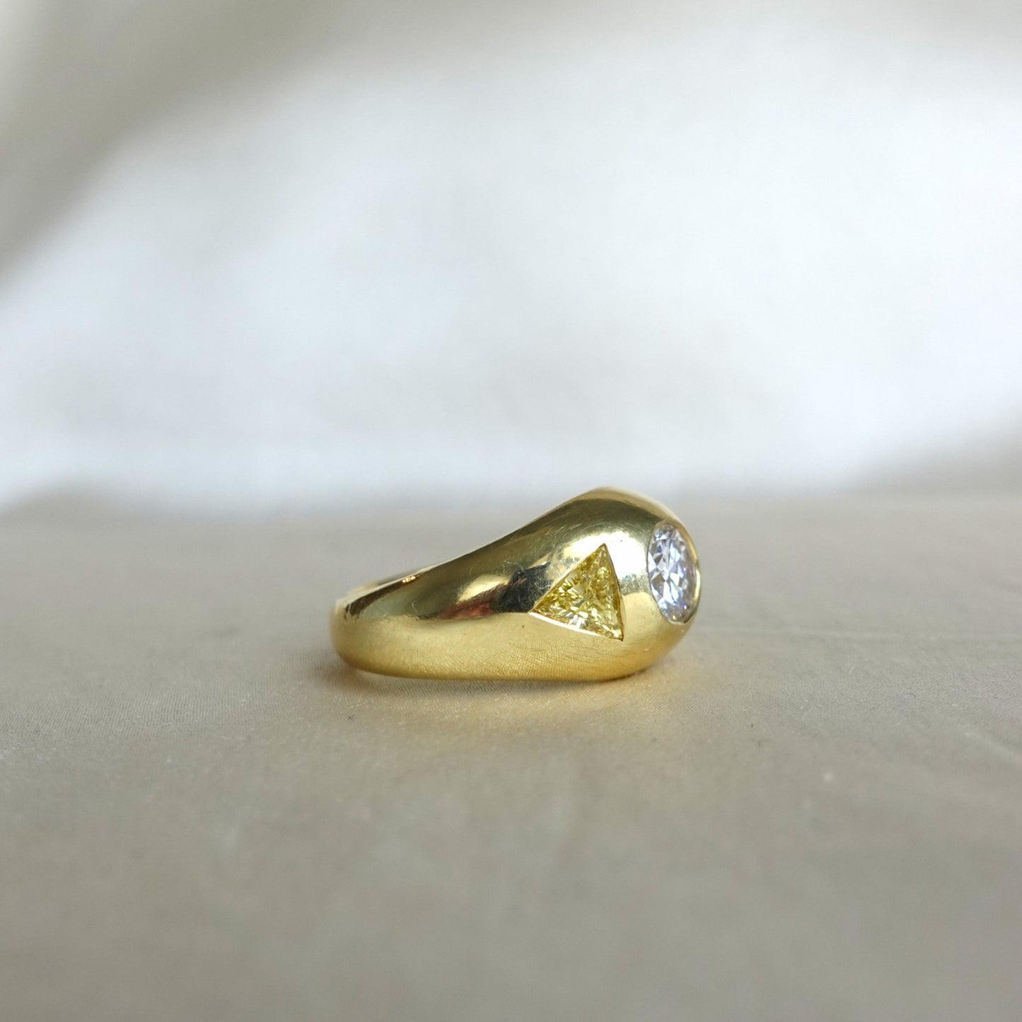 Incredible Cartier Diamond Ring with CanaryTrillion Sides