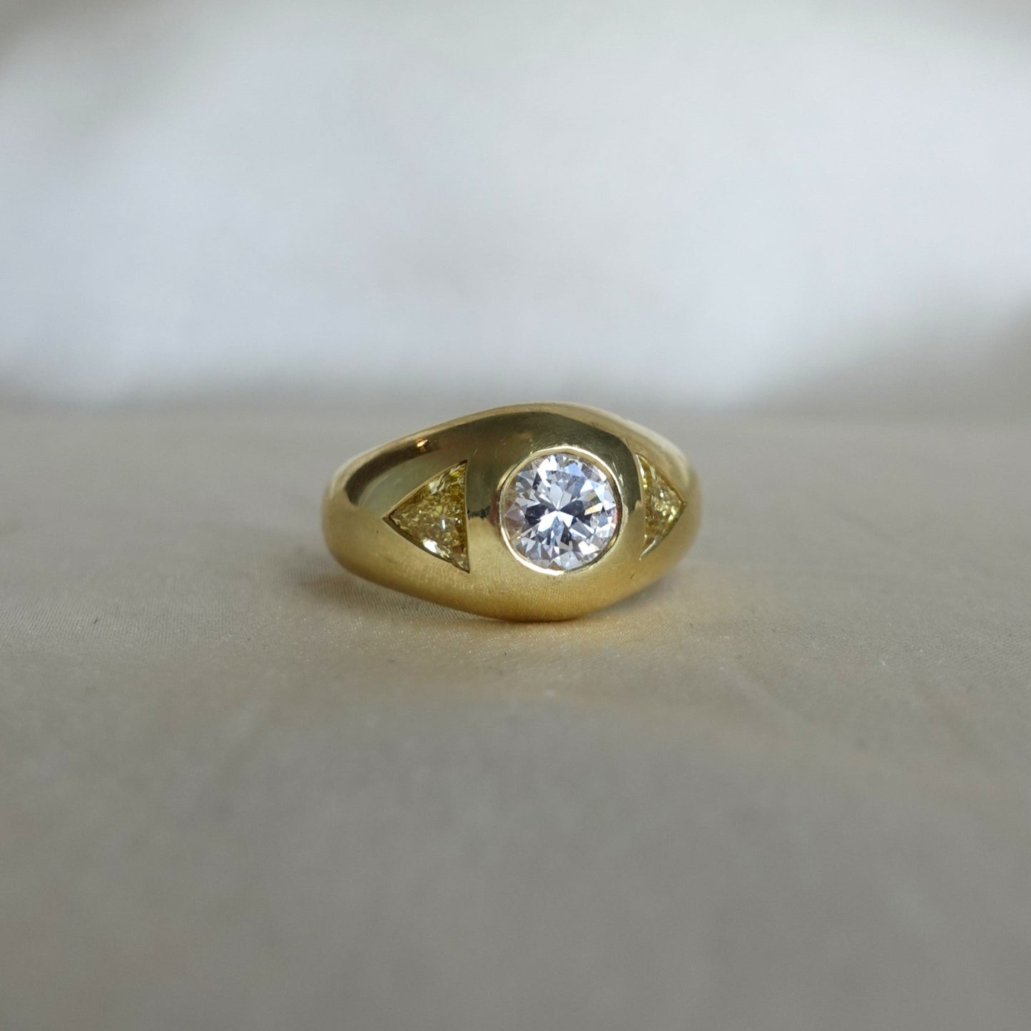 Incredible Cartier Diamond Ring with CanaryTrillion Sides