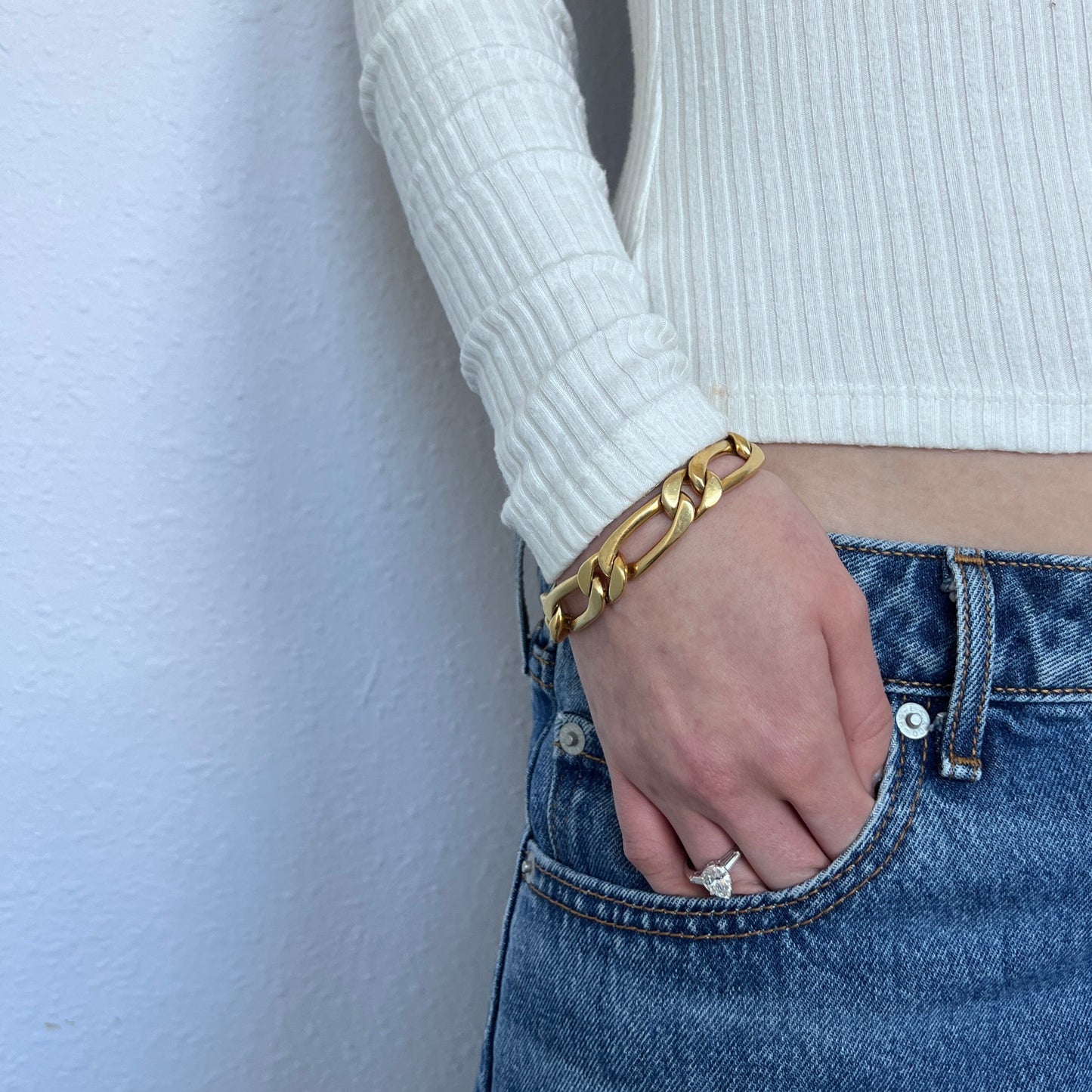 Handmade 18K Solid Specialty Curb Link Bracelet with Hidden Clasp