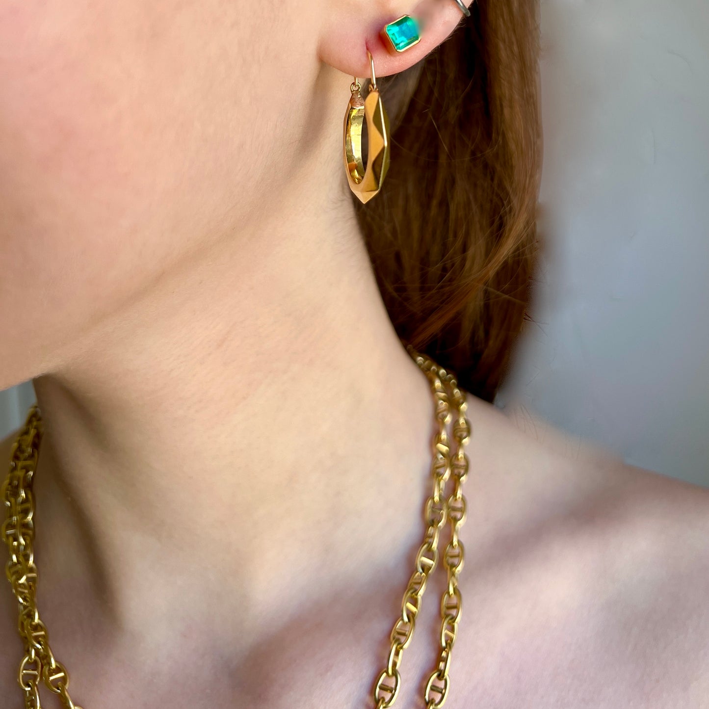 Emerald-Cut Emerald Stud Earrings| 18K