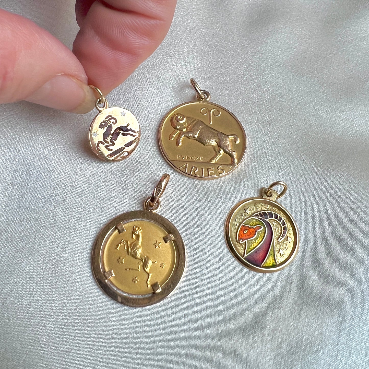 1970s Italian 14k Gold & Enamel Aries Zodiac Charm