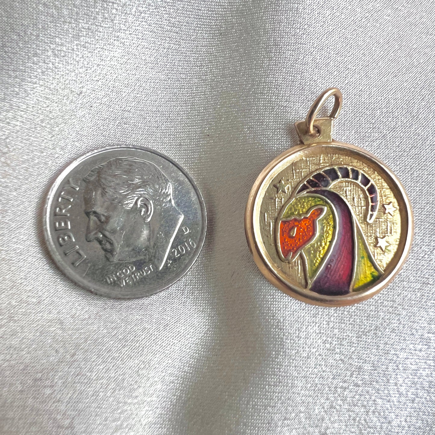 1970s Italian 14k Gold & Enamel Aries Zodiac Charm