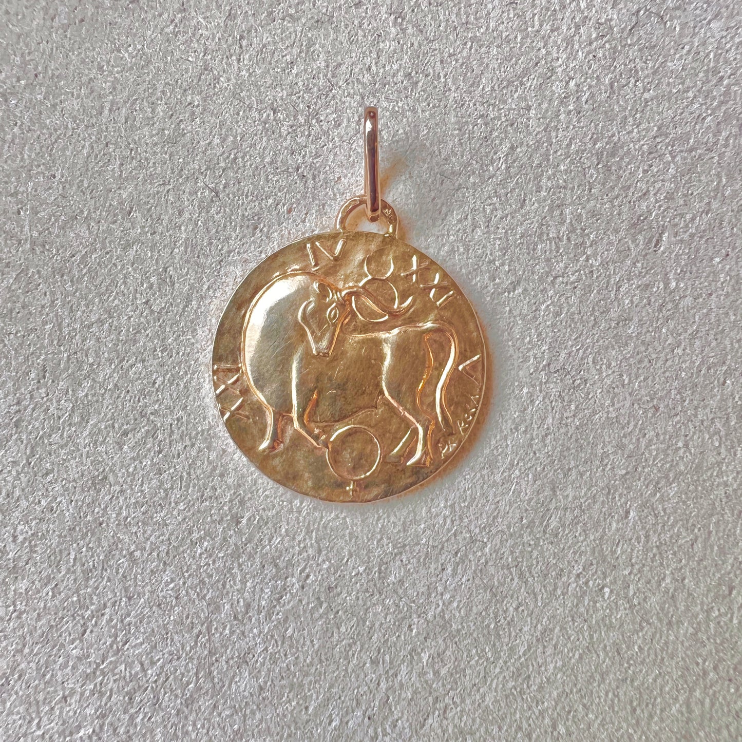 Vintage French 18K Elegant Taurus Pendant