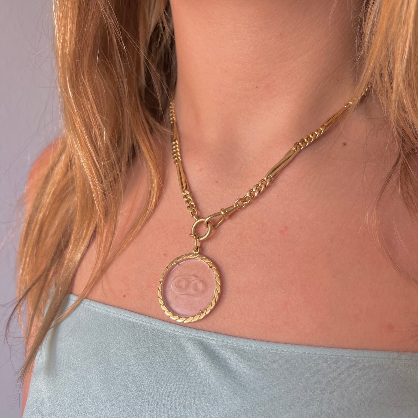 Yin Yang 18K Gold Rock Crystal Pendant