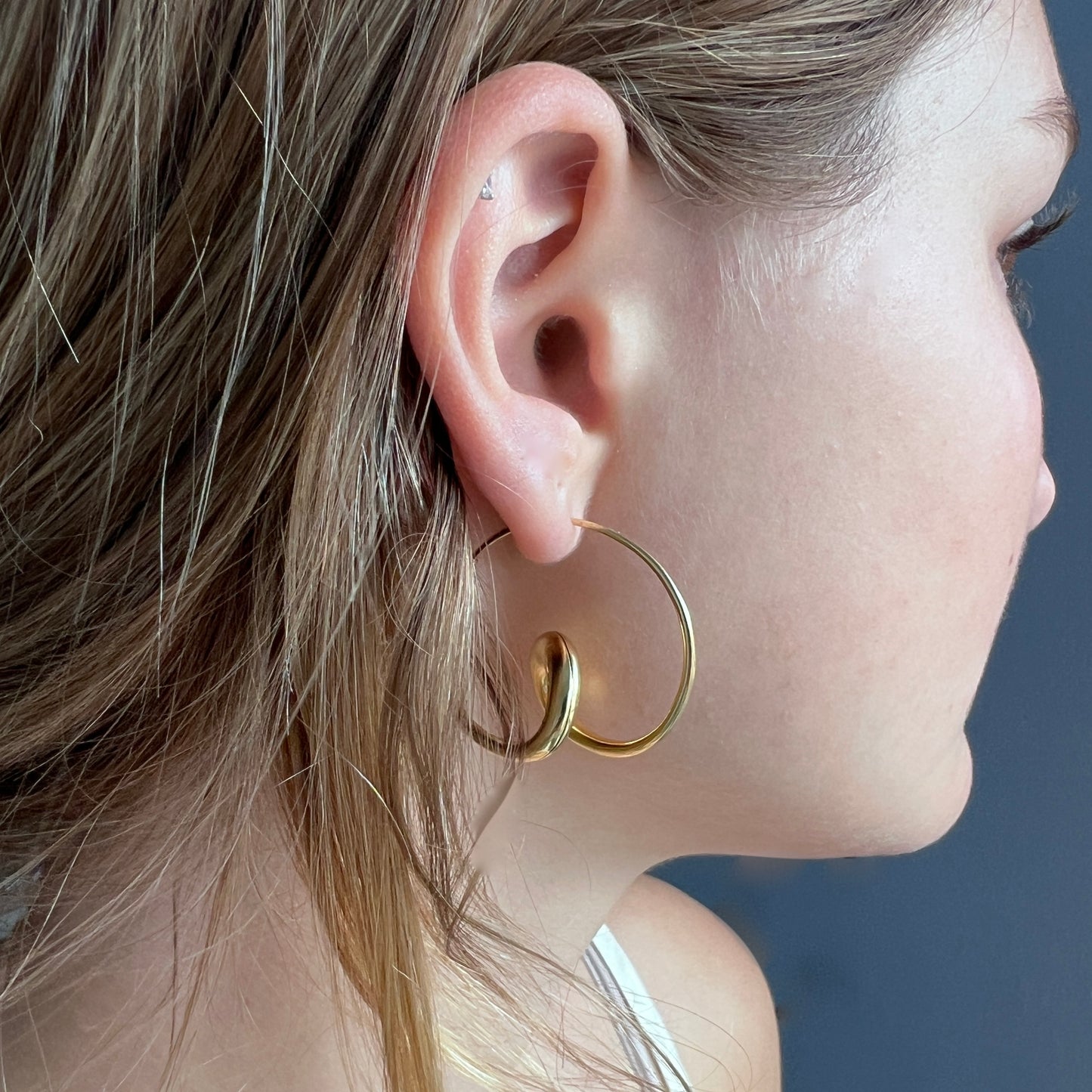 Michael Good Large Single Loop Earrings in 18K Gold