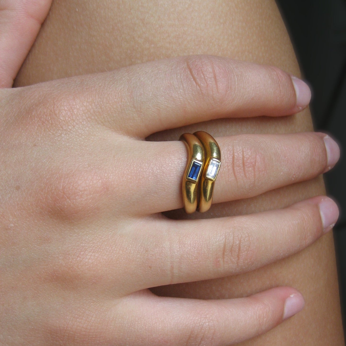 Italian 18K Stacking Wave Rings