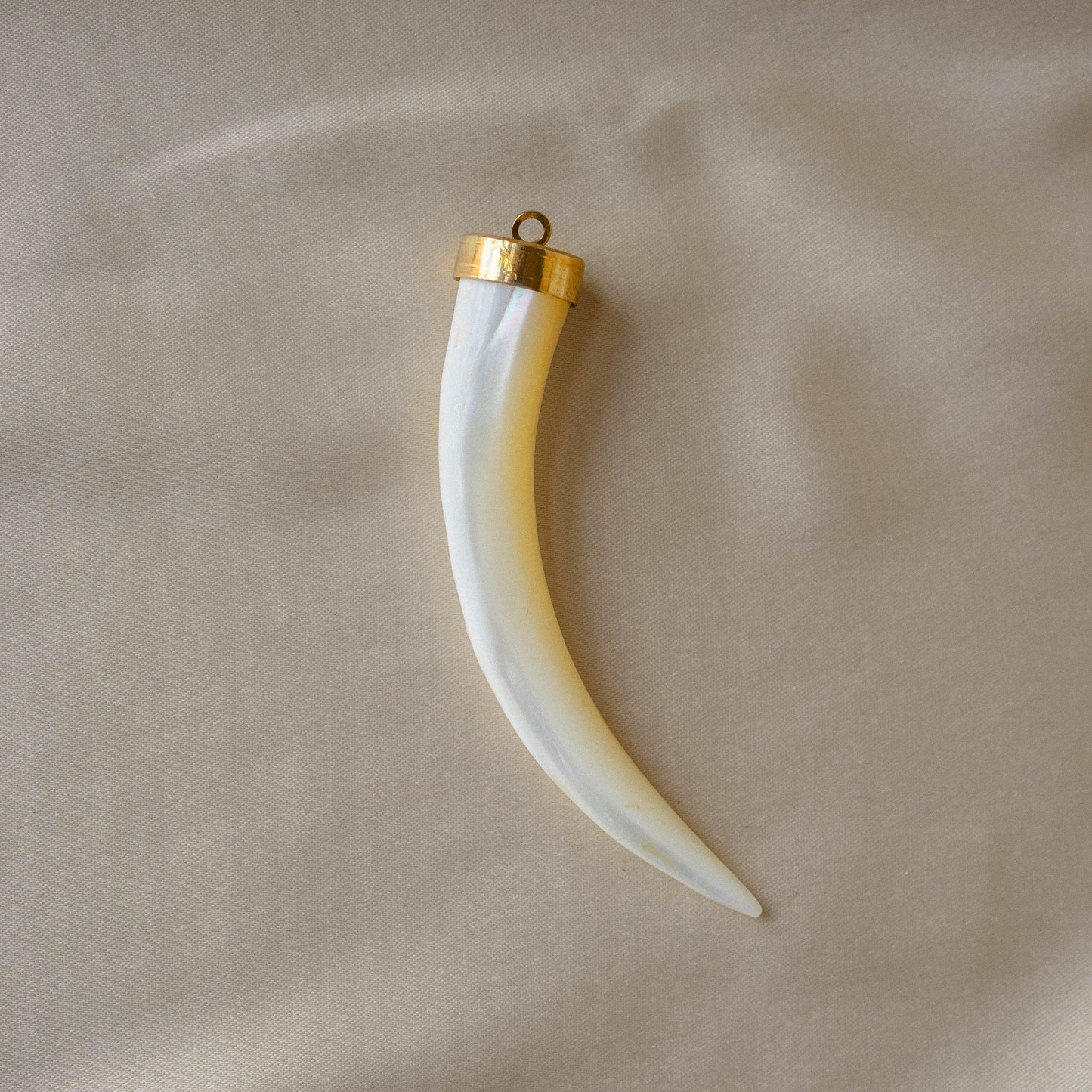 Handmade Large 14k Mother-of-Pearl Horn Shaped Pendant