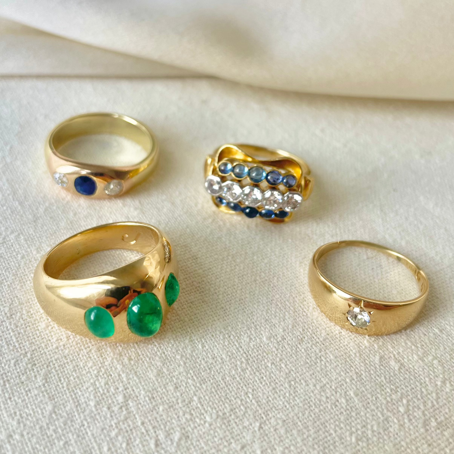 Exquisite Hand-Fabricated 1930s Sapphire and Diamond Milgrain Ring