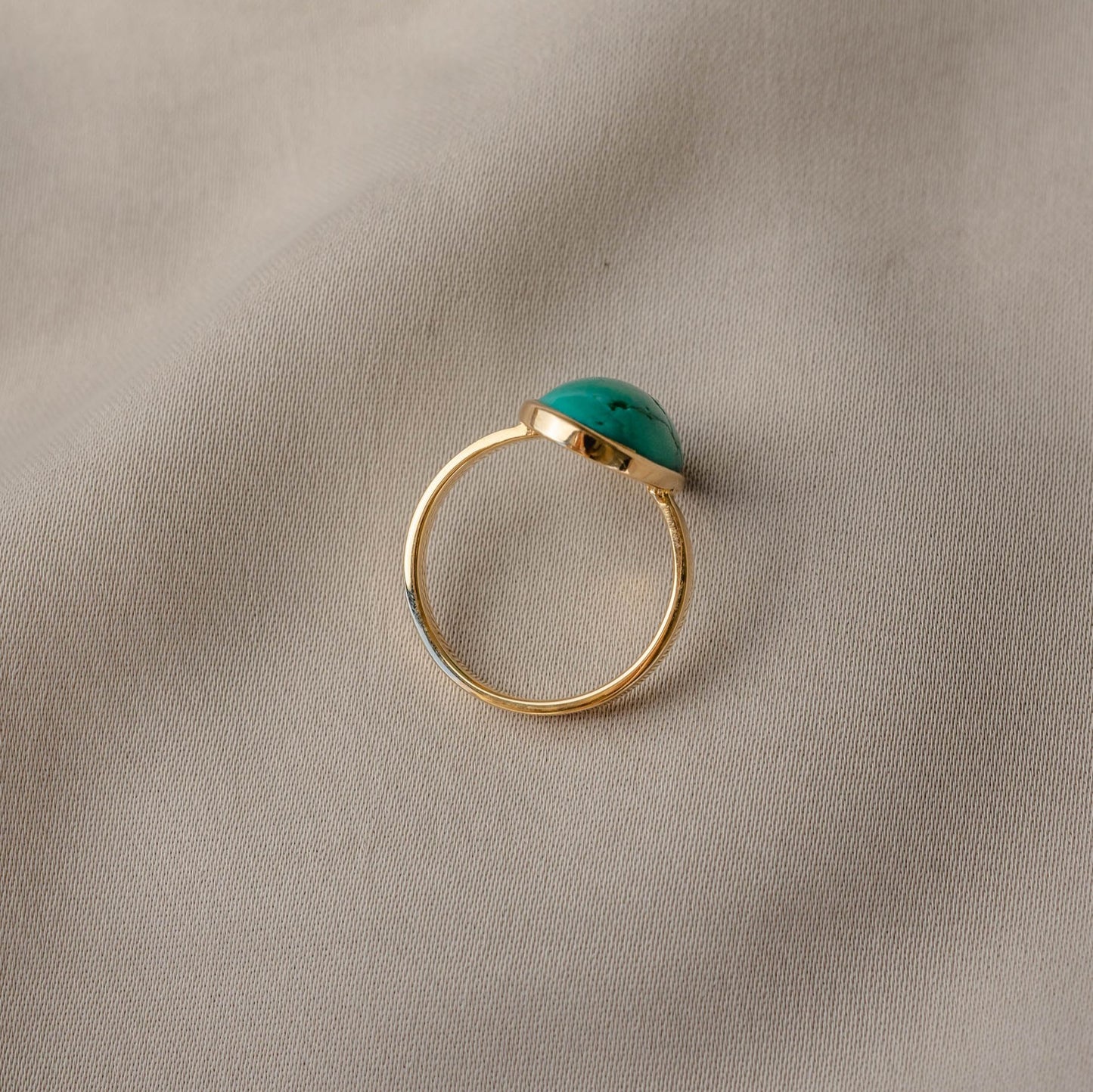 Oval Turquoise Ring in 14K Yellow Gold | Modern Design with Repurposed Vintage