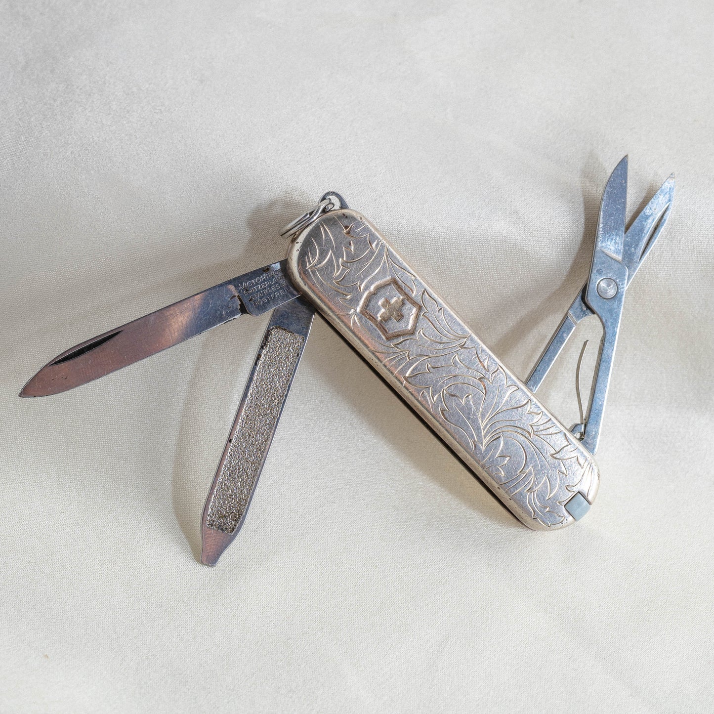 Tiffany Sterling Silver Engraved Swiss Army Pocket Knife