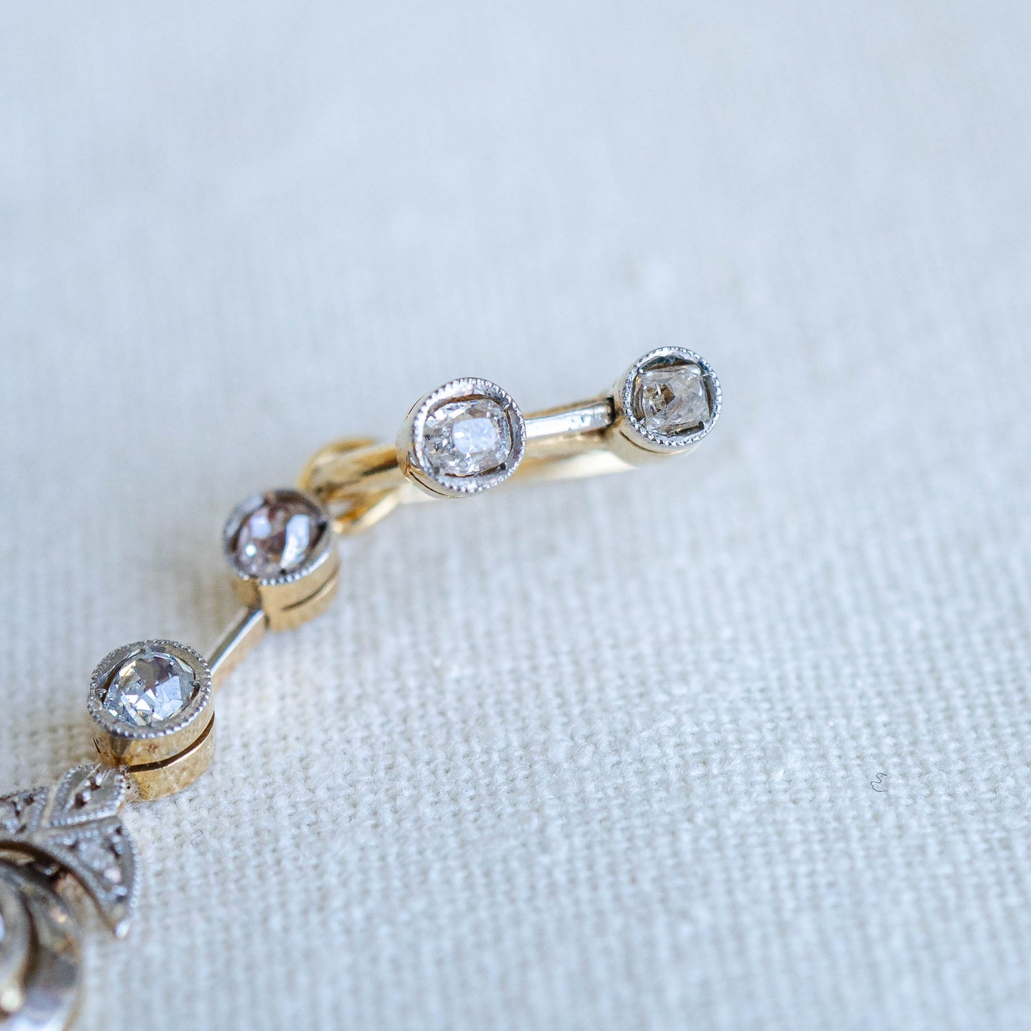 Edwardian 14k Diamond Convertible Drop Earrings