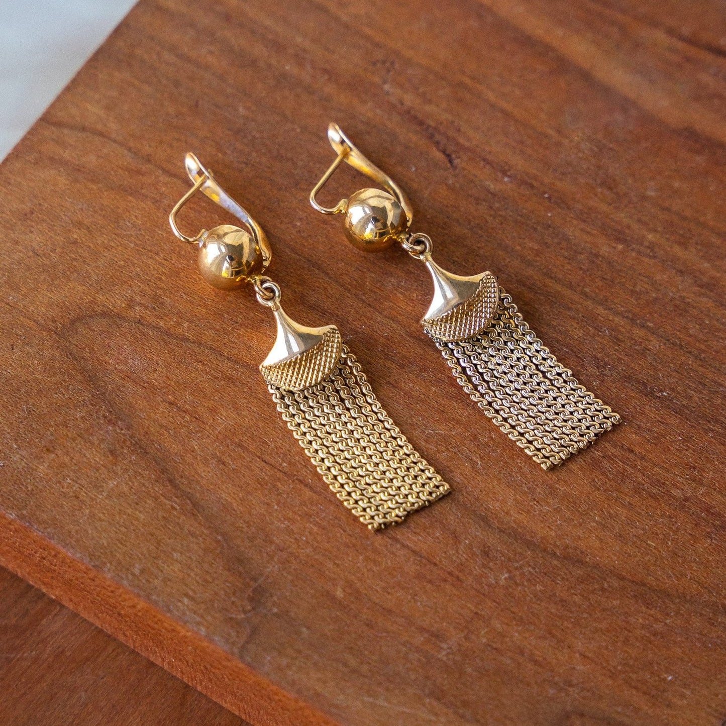 Vintage Italian Fringe 18k Earrings