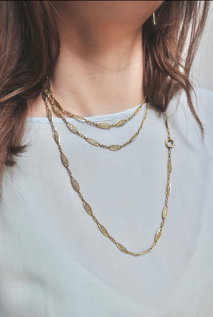 French 18K Gold Long Guard Chain