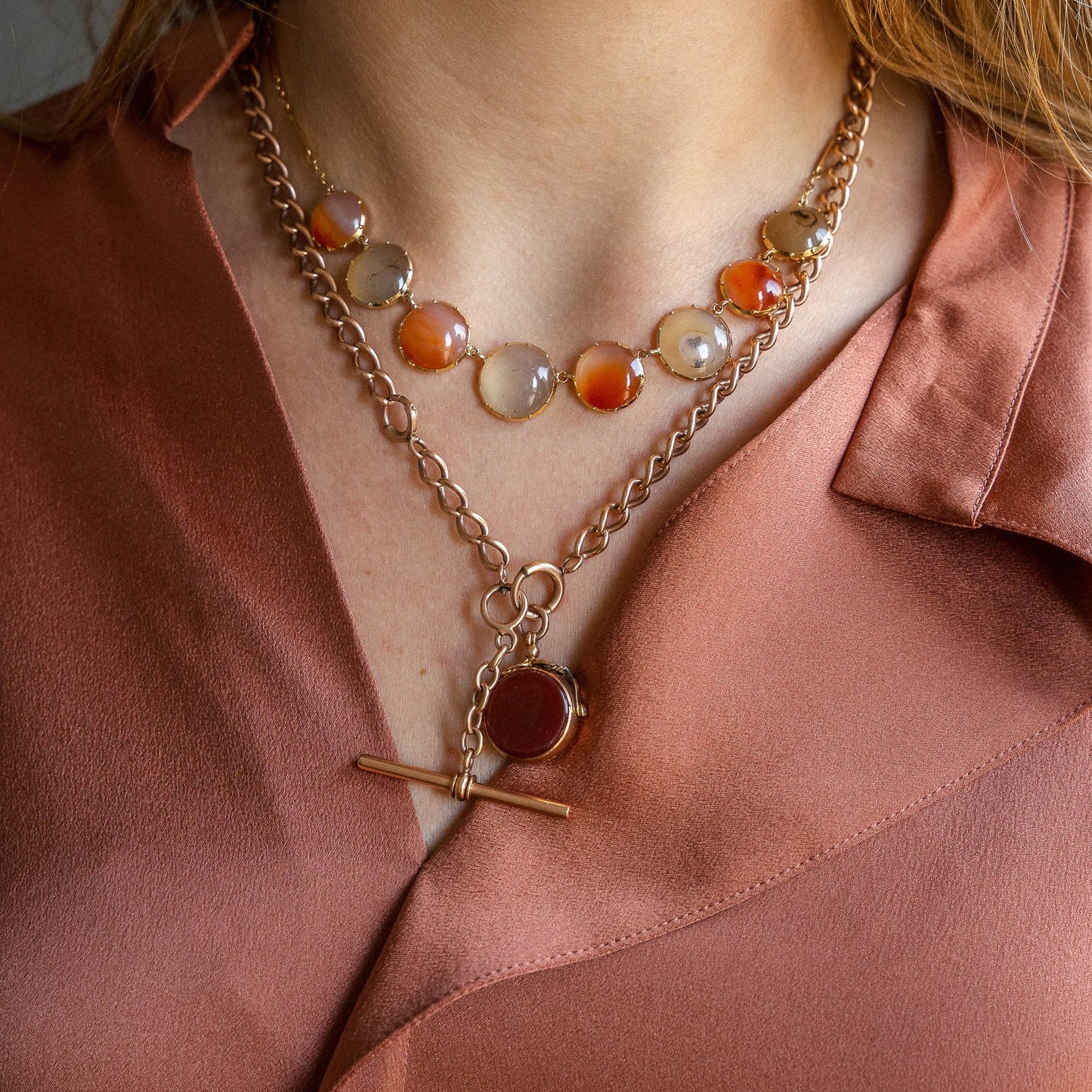 Dual Sided Spinner Pendant with Bloodstone & Carnelian